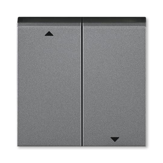 kryt spínače žaluziového kolébkového, dělený, s potiskem; ocelová/kouř. černá, design LEVIT M